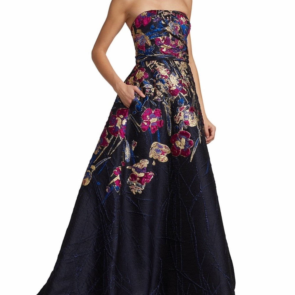 Amsale strapless a-line gown